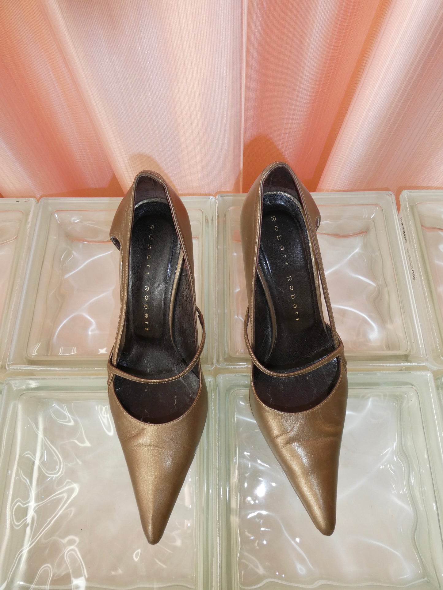 Bronze leather pointed toe pumps size 37.5