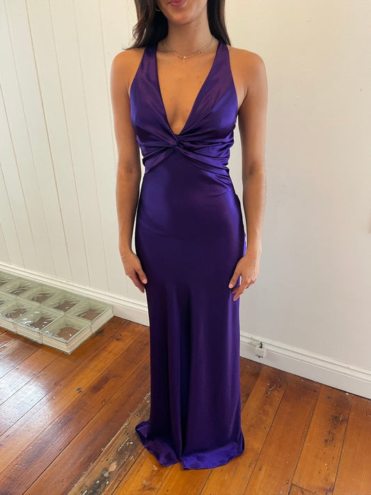 Vintage Y2K Ruth Tarvydas satin evening gown grape