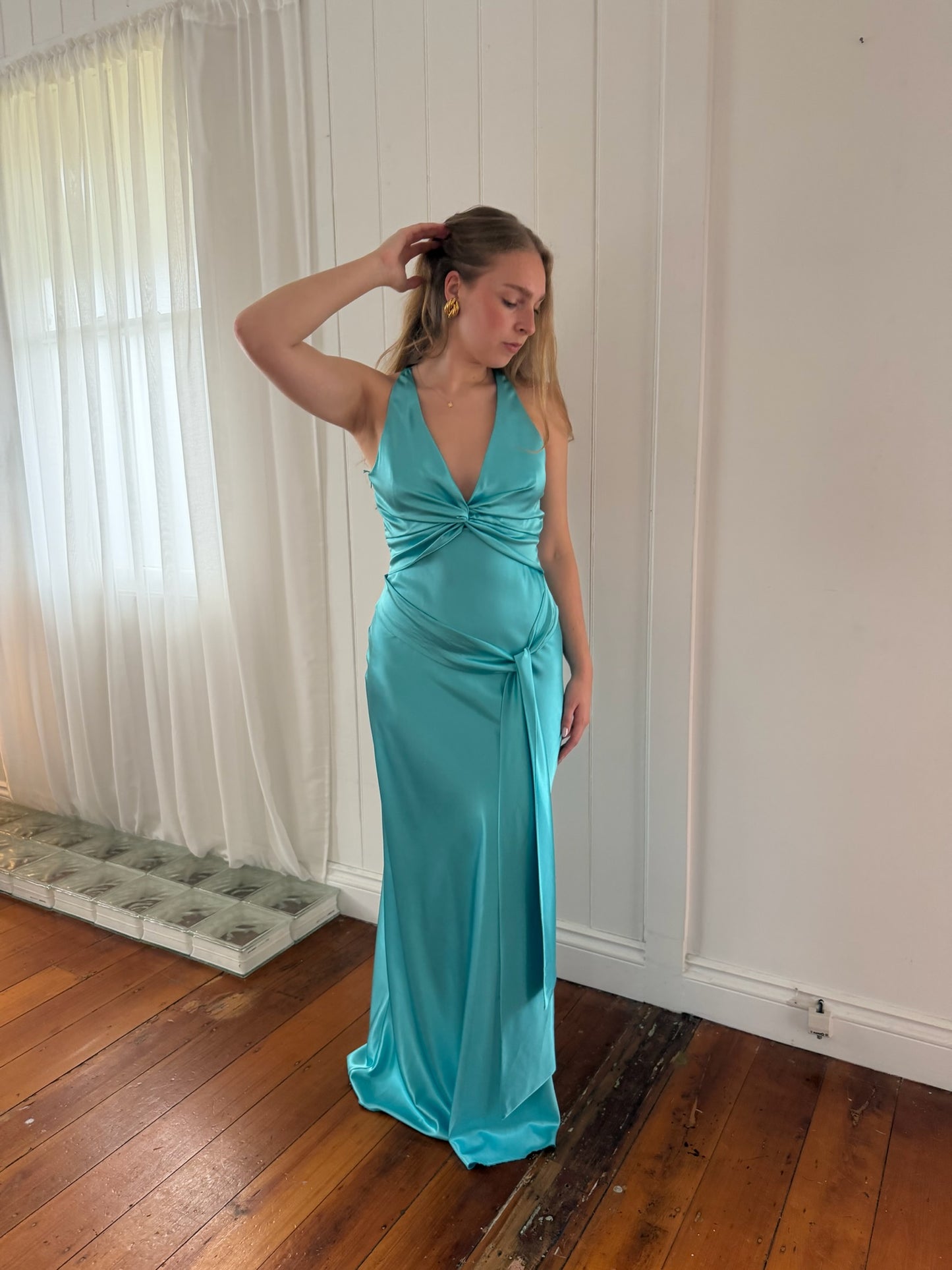 Vintage Ruth Tarvydas Goddess Gown Aqua 14