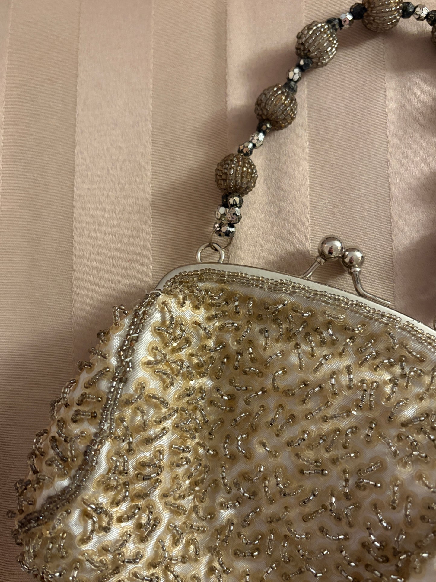 Vintage 00s silver beaded evening bag