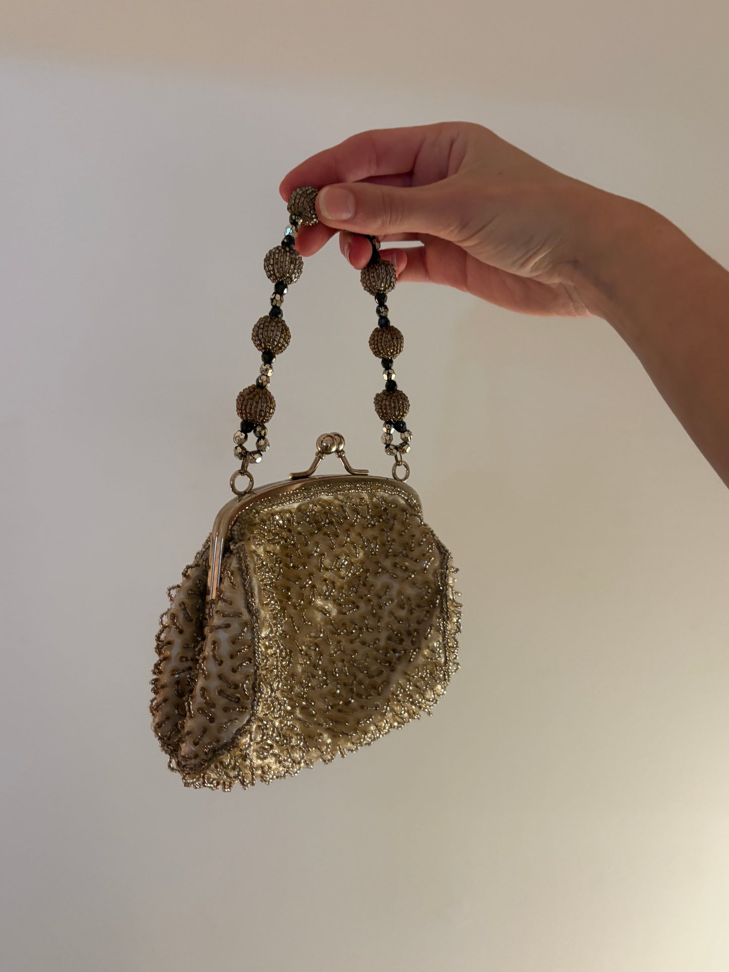 Vintage 00s silver beaded evening bag