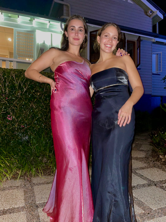 Ebony Dress - Vintage 90s plum one shoulder open back evening gown