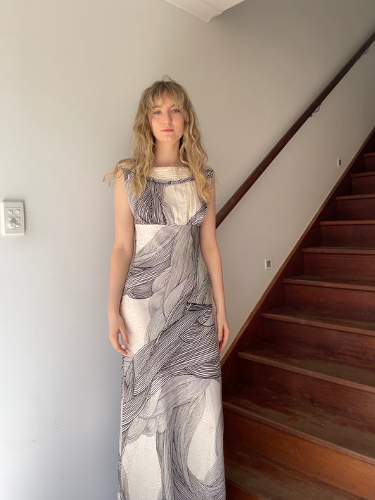 Vintage Y2K Lisa Ho bias cut high neck gown