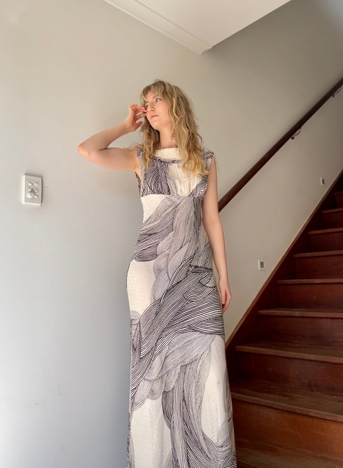 Vintage Y2K Lisa Ho bias cut high neck gown