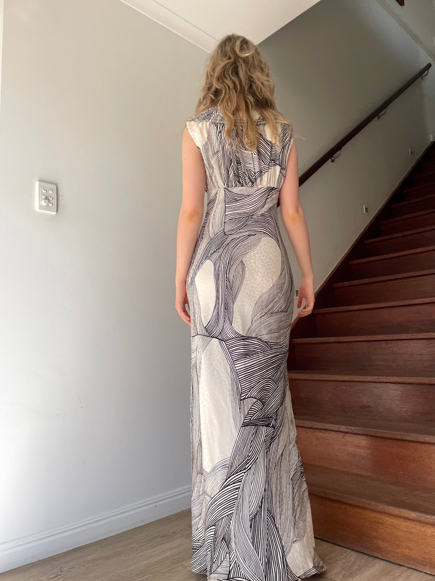 Vintage Y2K Lisa Ho bias cut high neck gown